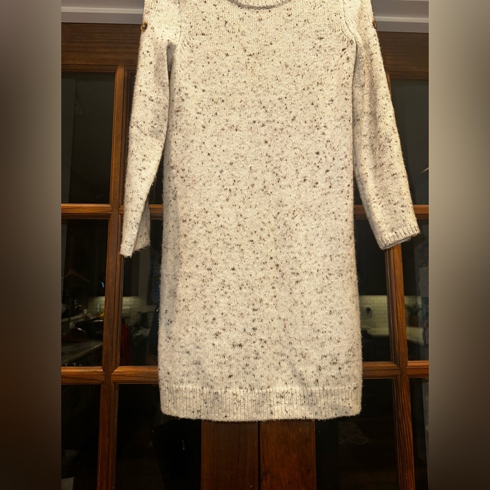 EUC Madewell Wool Blend Size XS Oversized Cozy Cream Sweater Mock Neck Dress - Picture 7 of 13